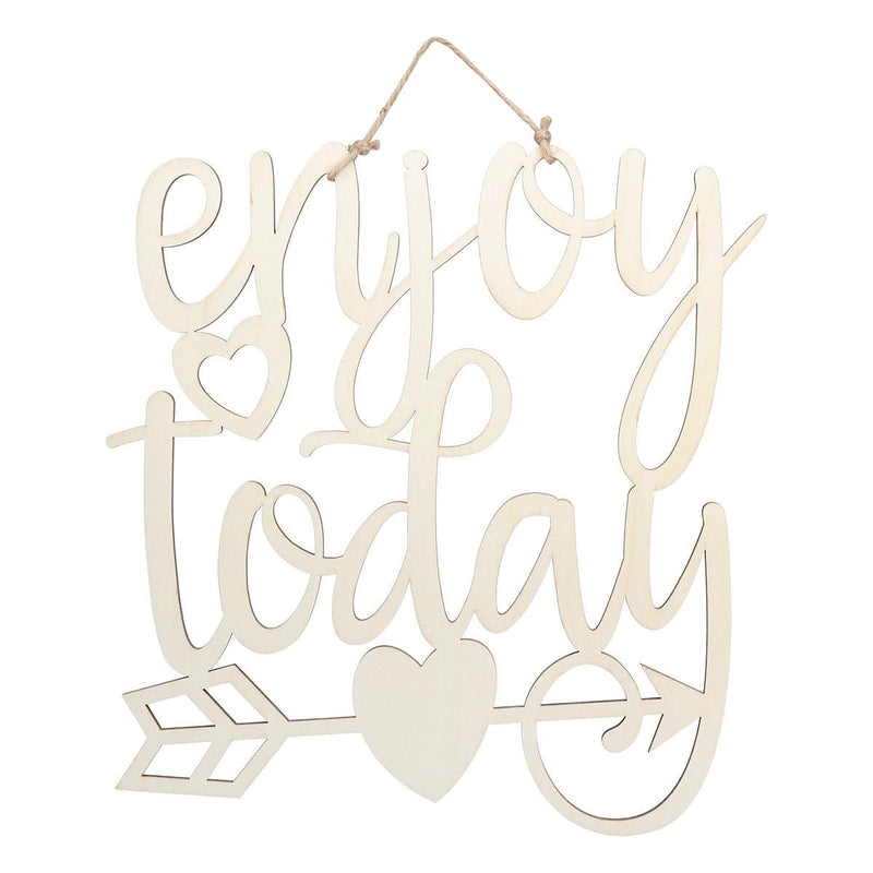 Beige Urban Crafter Plywood Enjoy Today Hanging Sign Objects