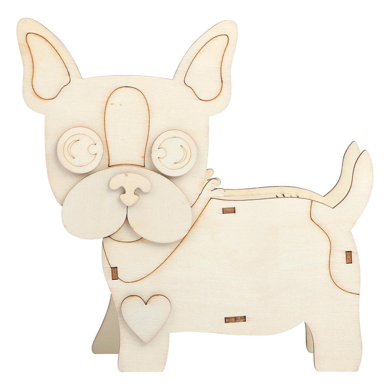 Antique White Urban Crafter 3D Plywood Standing French Bulldog Objects