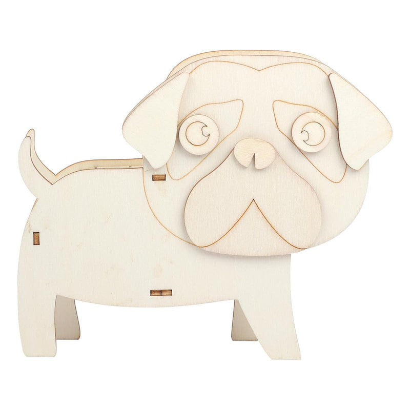 Antique White Urban Crafter 3D Plywood Standing Bulldog Objects