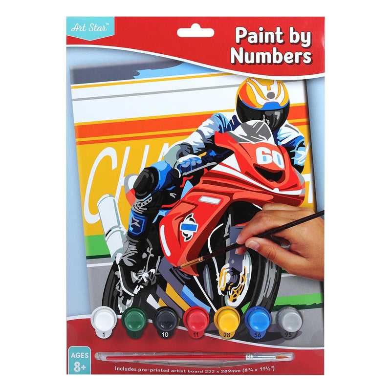 Orange Red Art Star Paint By Number Small Motorbike Kids Craft Kits