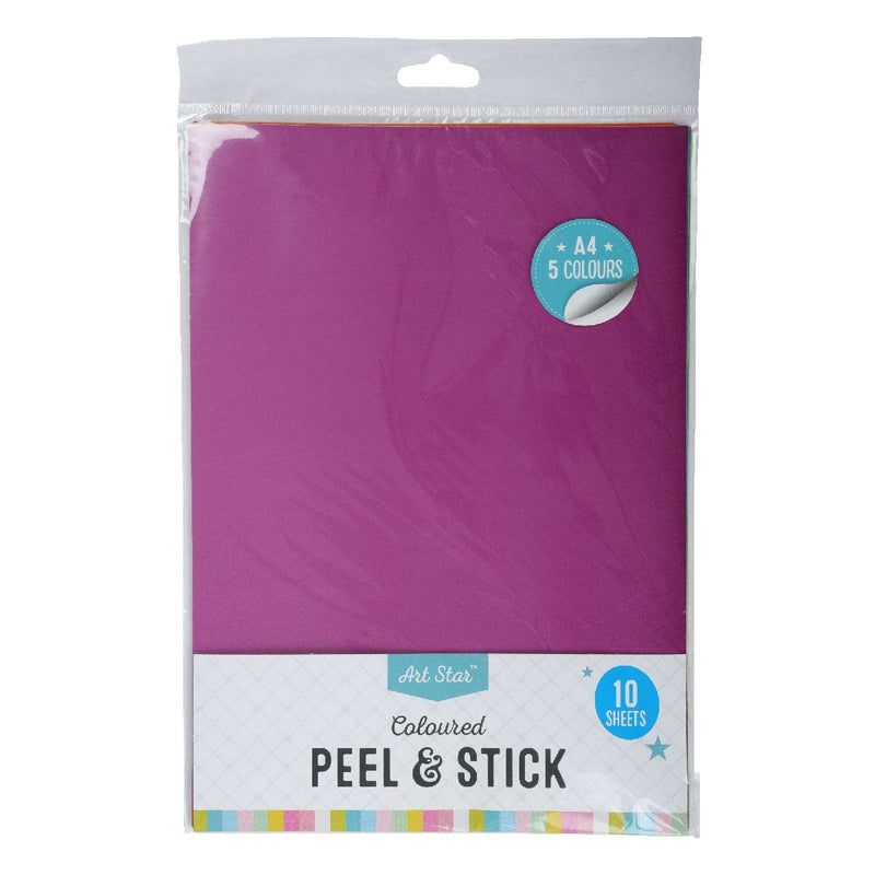 Maroon Art Star A4 Assorted Coloured Peel and Stick 10 Sheets Kids Paper and Pads