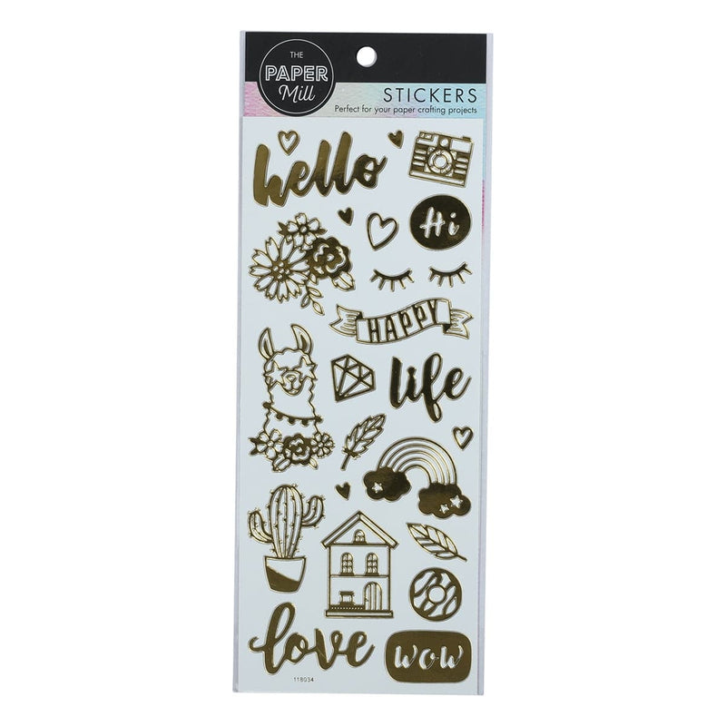 Light Gray The Paper Mill Love Life Stickers Gold Stickers