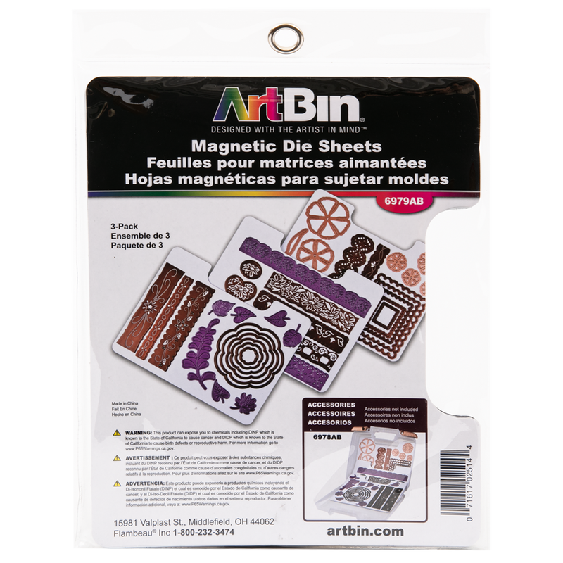 Black ArtBin Magnetic Sheets 3/Pkg-7.325"X9.125" Craft Storage