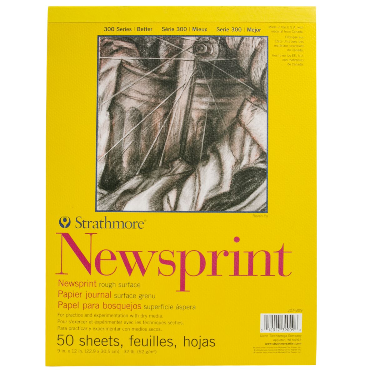 Strathmore 300 Series Newsprint Pad, 18 X 24 Inches, 32 Lb, 50