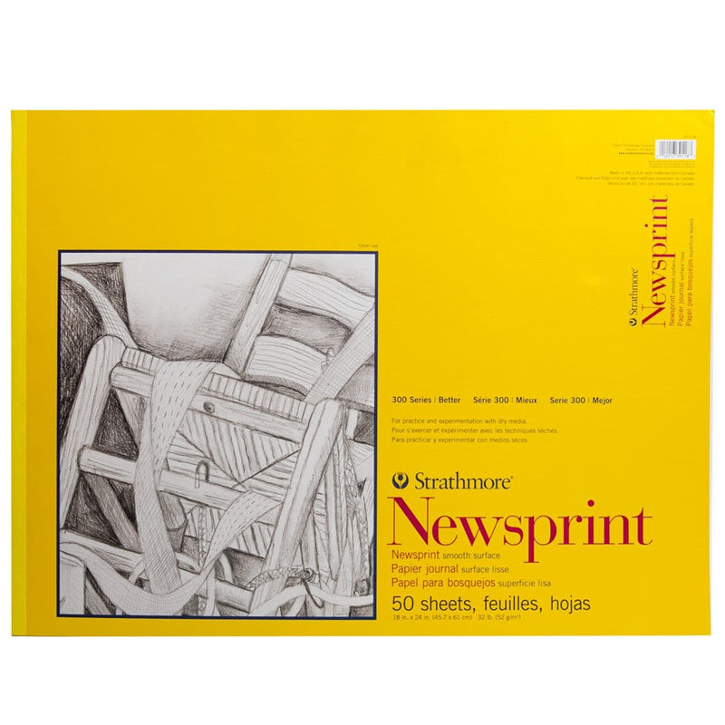 Gray Strathmore Smooth Newsprint Paper Pad 18"X24" - 50 Sheets Pads