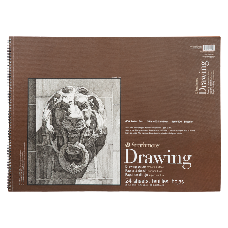 Dim Gray Strathmore Smooth Drawing Spiral Paper Pad 18"X24" - 24 Sheets Pads