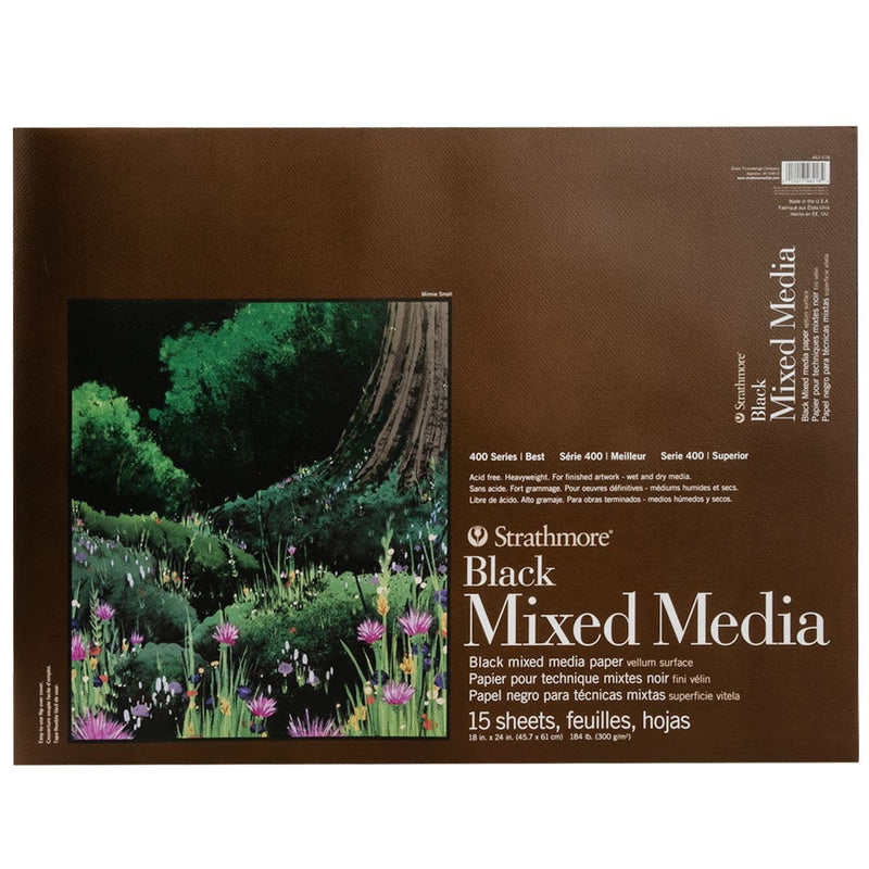 Dark Slate Gray Strathmore 400 Series Mixed Media Pad  -  Black 18"X24" - 15 Sheets Pads