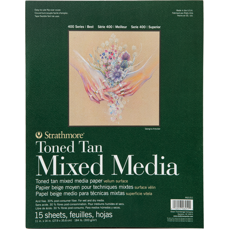 Tan Strathmore Toned Mixed Media Paper  -  Toned Tan 11"X14" - 15 Sheets Pads