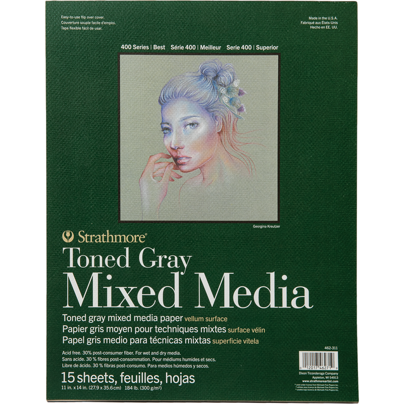 Dark Gray Strathmore Toned Mixed Media Paper  -  Toned Grey 11"X14" - 15 Sheets Pads