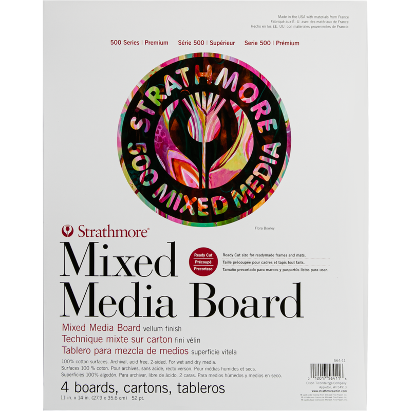Light Gray Strathmore Mixed Media Boards 4/Pkg - 11"X14" Paper Packs and Rolls