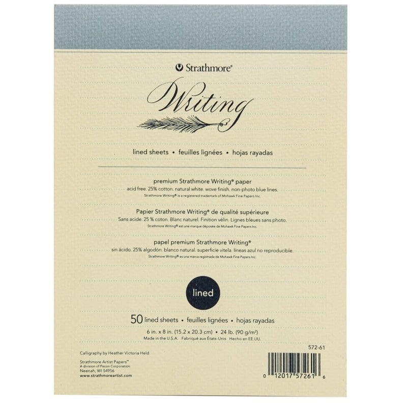 Light Gray Strathmore Writing Pad Lined 6"X8" - 50 Sheets 24lb Natural White Pads