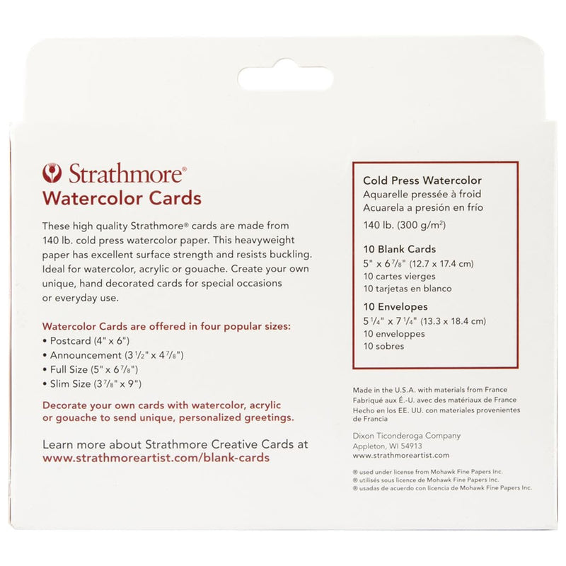 Strathmore Watercolor Cards Announcement Size Cold Press 10 & Envelopes for  sale online