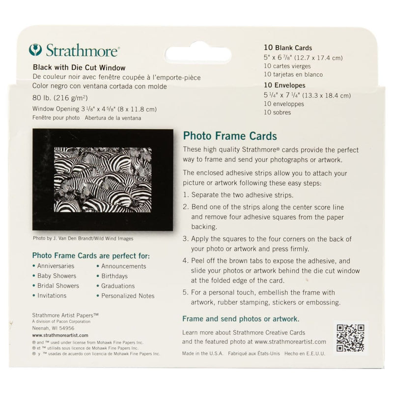 Beige Strathmore Cards & Envelopes 5"X6.875" 10/Pkg - Black W/Die Cut Window Cards and Envelopes