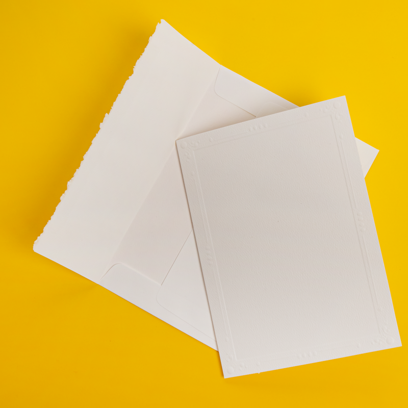 Light Gray Strathmore Cards & Envelopes 5"X6.875" 50/Pkg - White W/Decorative Emboss Frame Cards and Envelopes