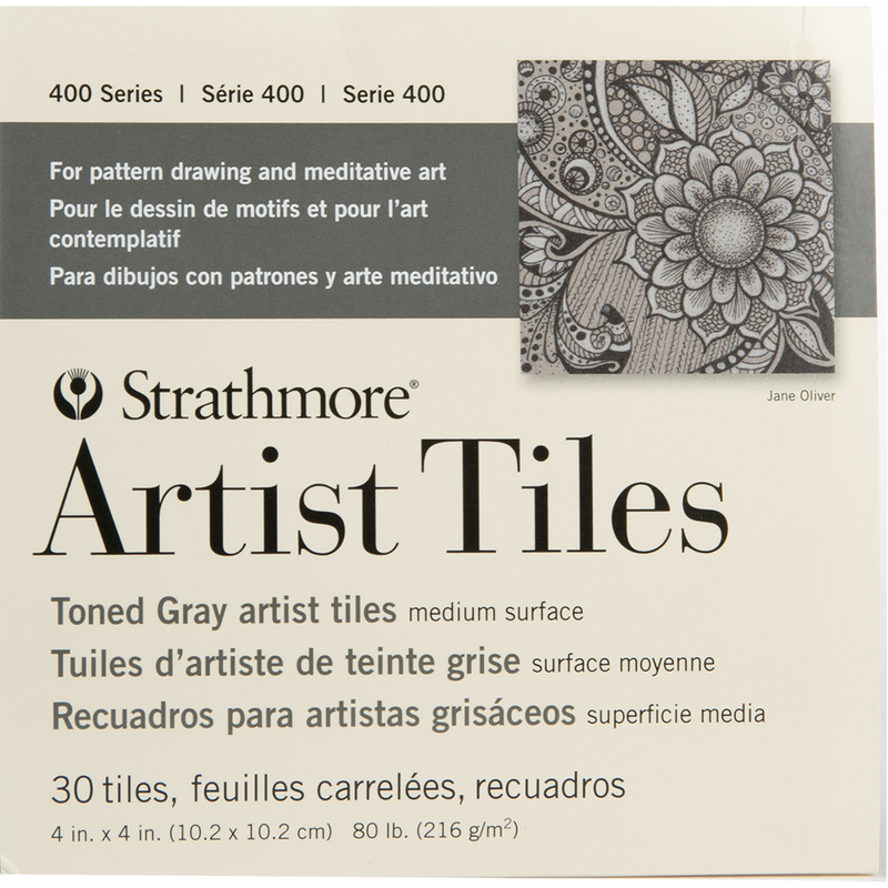 Light Gray Strathmore Artist Tiles 4"X4" 30/Pkg - Toned Gray Pads
