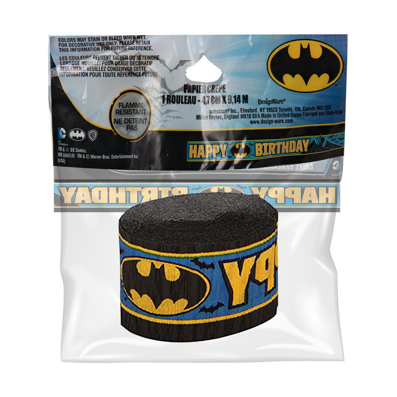 Light Gray Batman Crepe Streamer 4.8cm x 9.14m Party Supplies