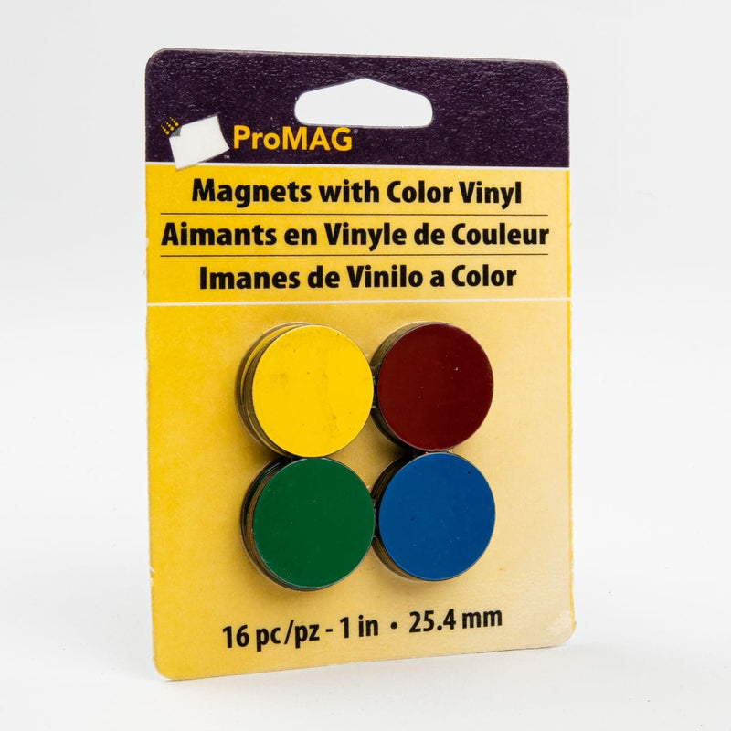 Gold ProMag Round Magnets W/Coloured Vinyl 25mm x 16 Pieces Magnets