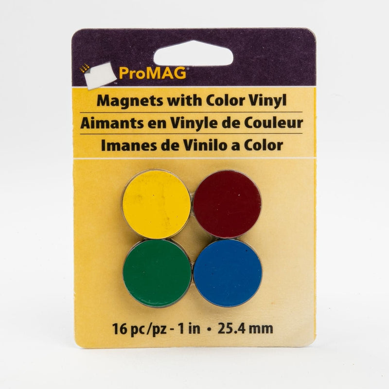 Gold ProMag Round Magnets W/Coloured Vinyl 25mm x 16 Pieces Magnets