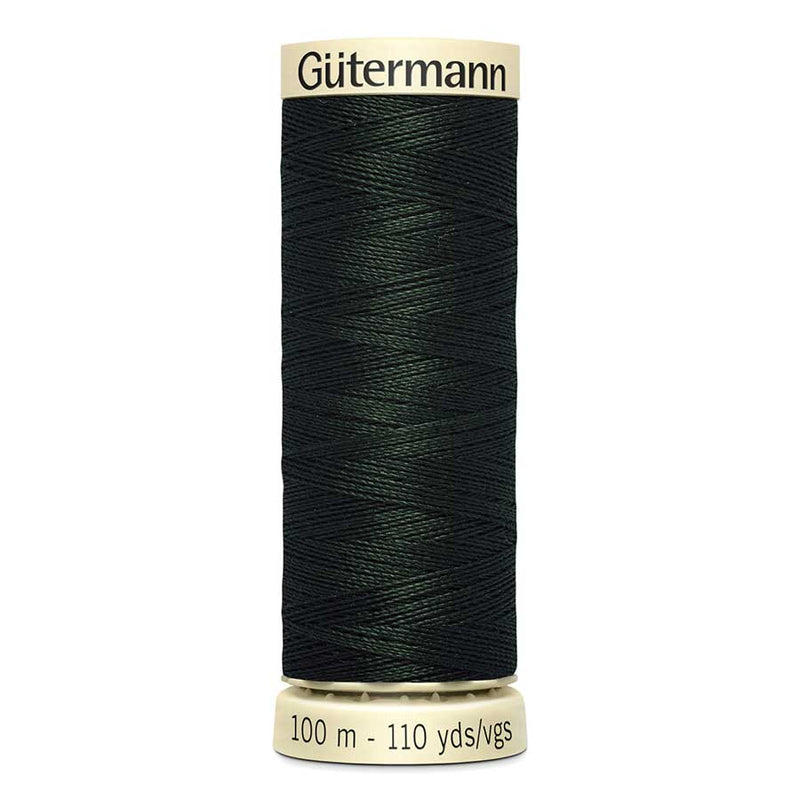 Black Gutermann Sew-All Polyester Sewing Thread 100mt - 687 - Ultra Dark Green Sewing Threads