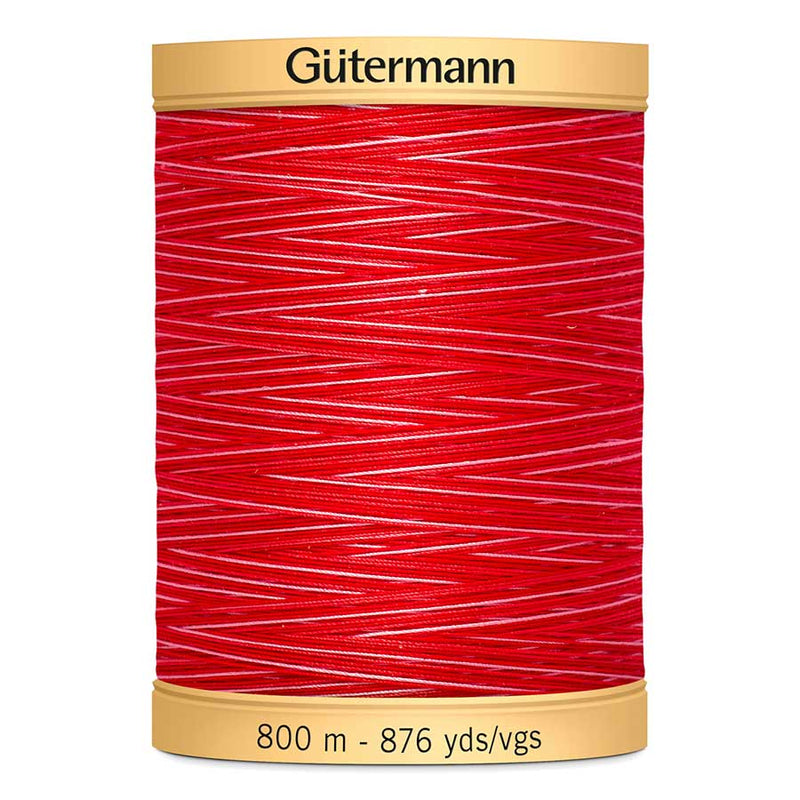 Firebrick Gutermann 100% Natural Cotton Sewing Thread 800mt  - 9973 - Varigated Ruby Red Sewing Threads