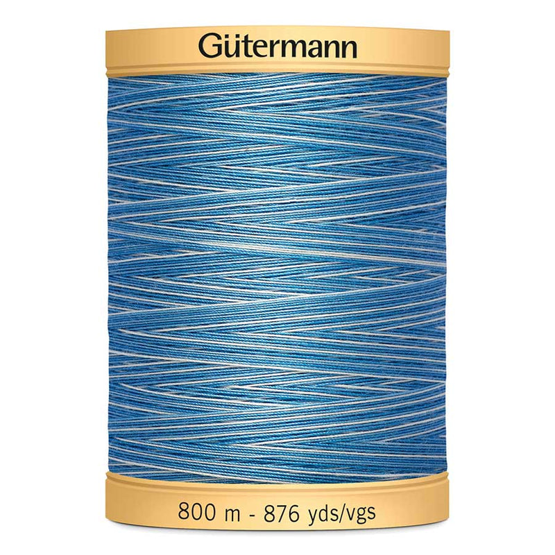 Steel Blue Gutermann 100% Natural Cotton Sewing Thread 800mt  - 9981 - Varigated Blue Awakening Sewing Threads