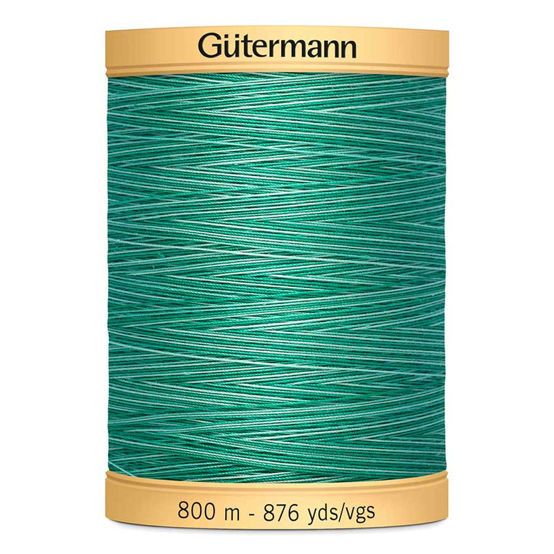 Sea Green Gutermann 100% Natural Cotton Sewing Thread 800mt  - 9989 - Variegated Bahama Ocean Green Sewing Threads