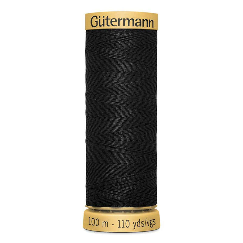 Black Gutermann 100% Natural Cotton Sewing Thread 100mt - 5201 - Black Sewing Threads