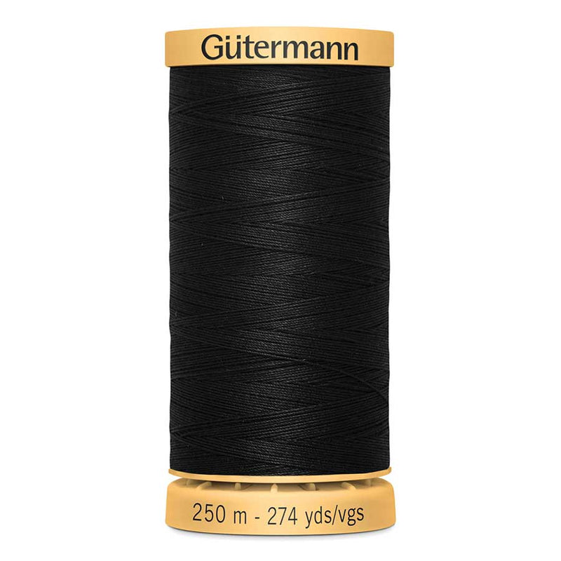 Light Goldenrod Gutermann 100% Natural Cotton Sewing Thread 250mt - 5201 - Black Sewing Threads