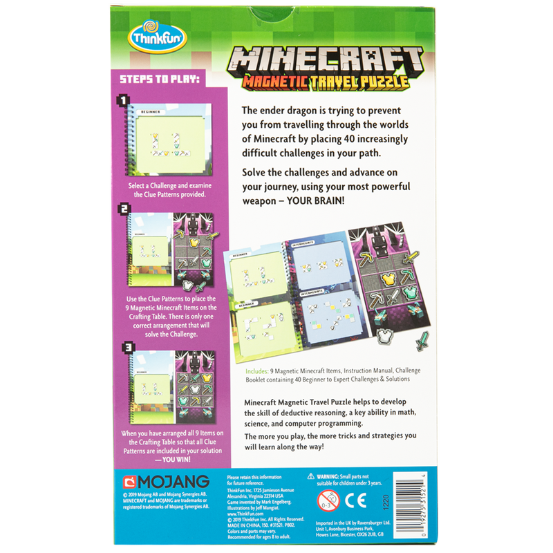 Dark Cyan ThinkFun - Minecraft Magnetic Travel Puzzle CDU6 Kids Educational Games and Toys
