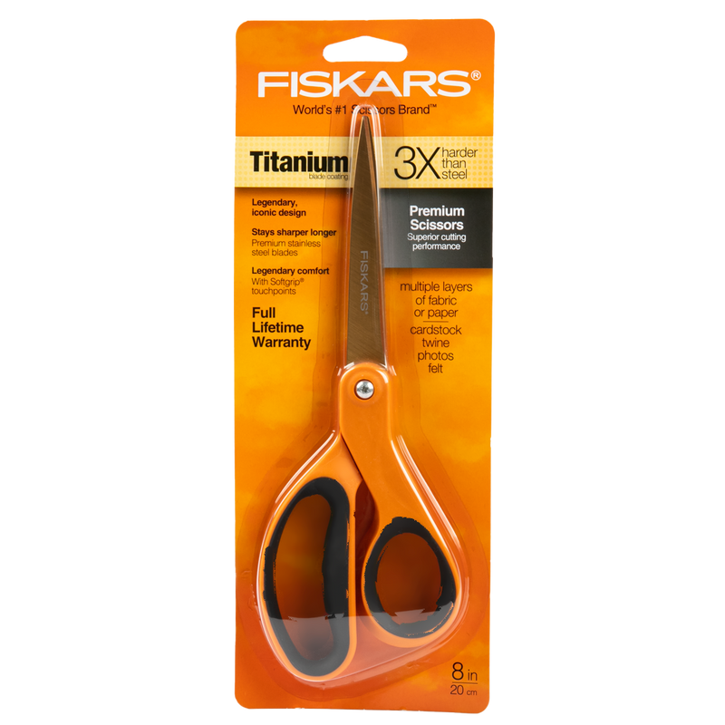 Chocolate Fiskars 8" Premier Soft Grip Titanium Scissor Quilting and Sewing Tools and Accessories