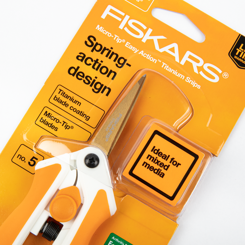 Goldenrod Fiskars Spring-action Microtip Titanium Scissor Quilting and Sewing Tools and Accessories
