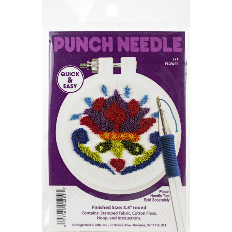 Dark Red Design Works Punch Needle Kit 9cm   Round 



Flower Needlework Kits