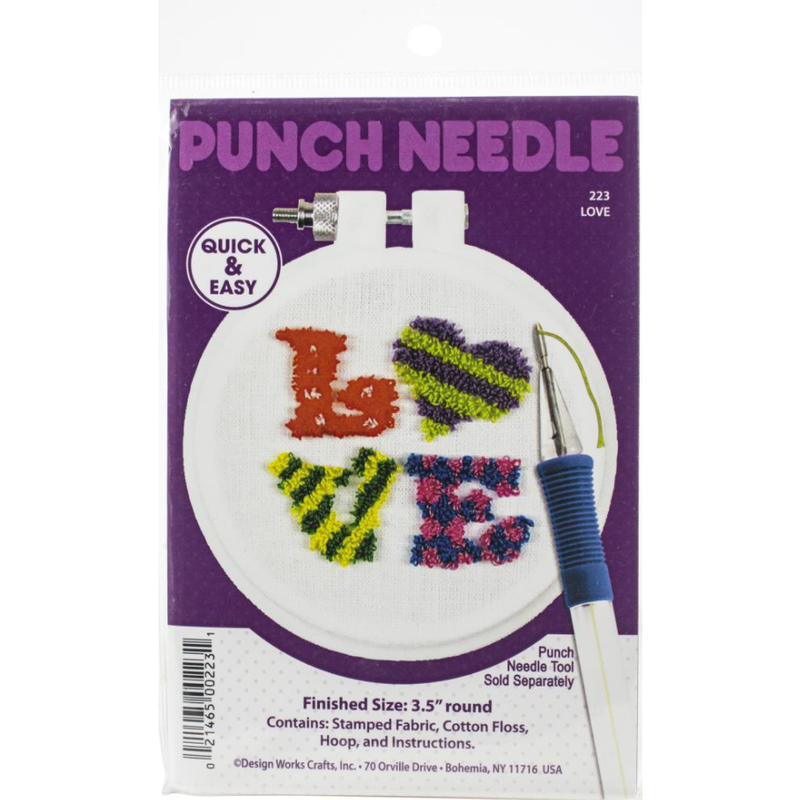 Saddle Brown Design Works Punch Needle Kit 9cm  Round Love Needlework Kits