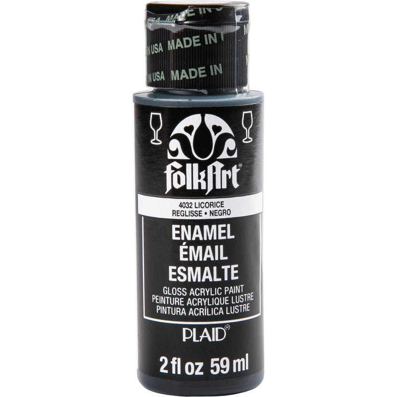 Black FolkArt Enamel Paint 59ml Licorice Glass and Ceramic Paint