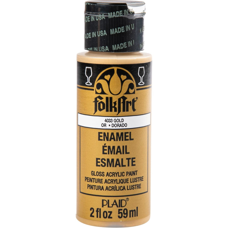 Dark Khaki FolkArt Enamel Paint 59ml Metallic Pure Gold Glass and Ceramic Paint