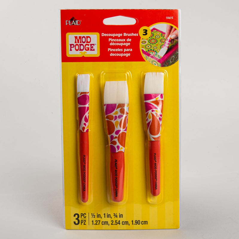 Orange Mod Podge Short Handle Brush Set 3/Pkg Craft Painting Tools and Accessories