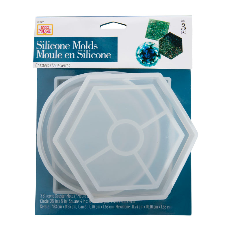 Gray Mod Podge Silicone Mold 3/Pkg Circle, Square, Hexagon All Resin Craft Supplies