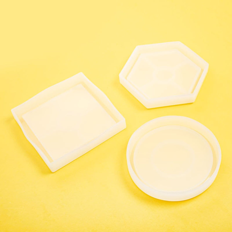 Light Goldenrod Mod Podge Silicone Mold 3/Pkg Circle, Square, Hexagon All Resin Craft Supplies