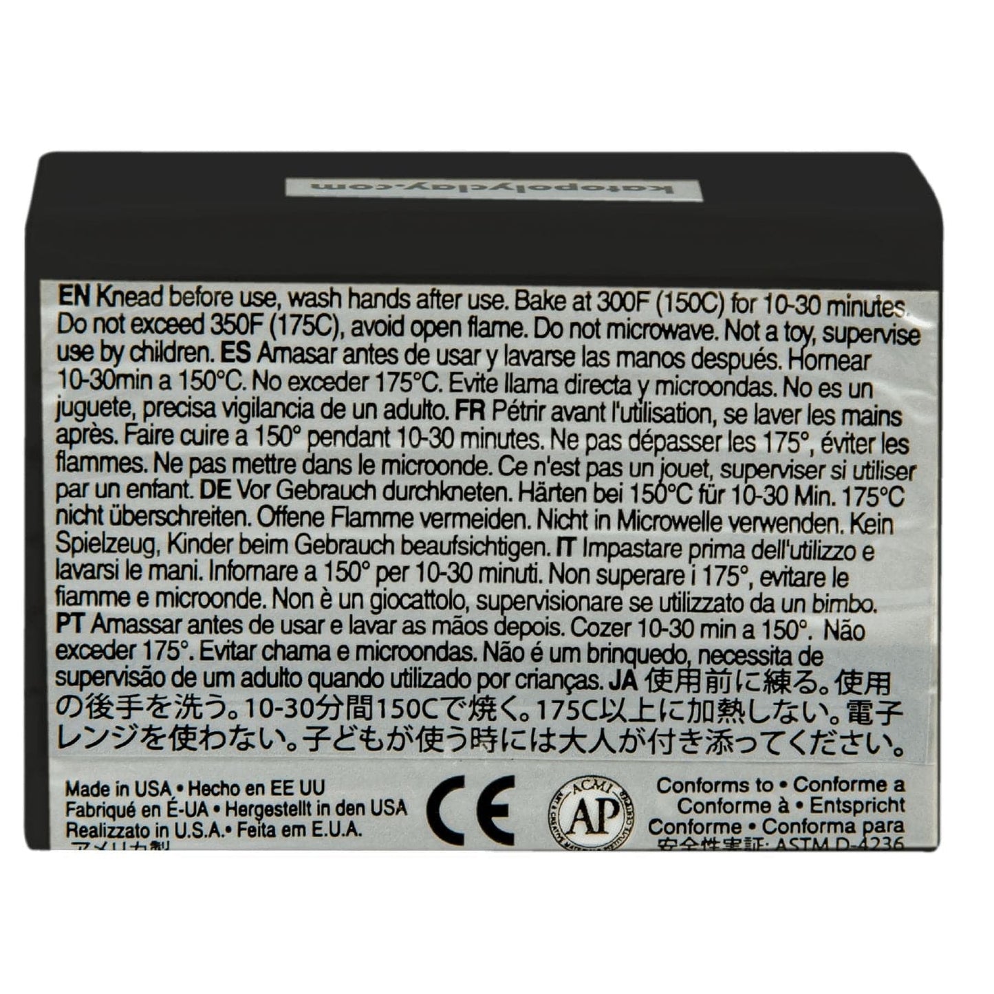 Dark Gray Kato Oven Baked Polymer Clay Polyclay-Black 56g Polymer Clay (Oven Bake)
