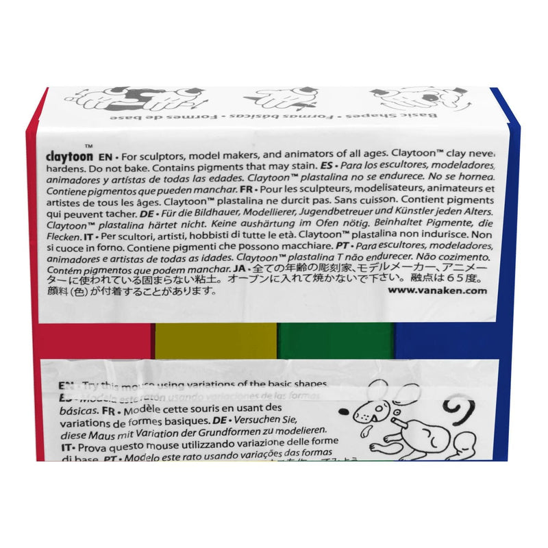 Light Gray Claytoons Non-Hardening Modelling Clay 112g  PRIMARY 4 Colour Set (Red  Yellow  Green  Blue) Non Hardening Clays