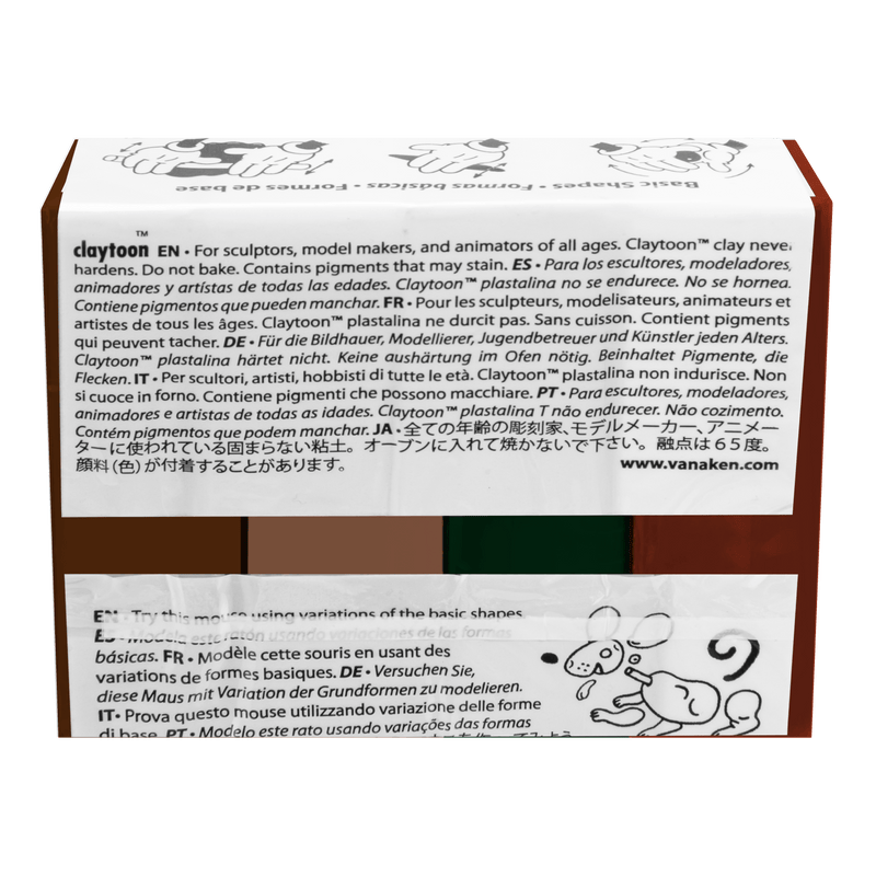 Light Gray Claytoons Non-Hardening Modelling Clay 112g Claytoons Earth-4 Colour Set (Brown, Beige, Dark Green, Terracotta) Non Hardening Clays