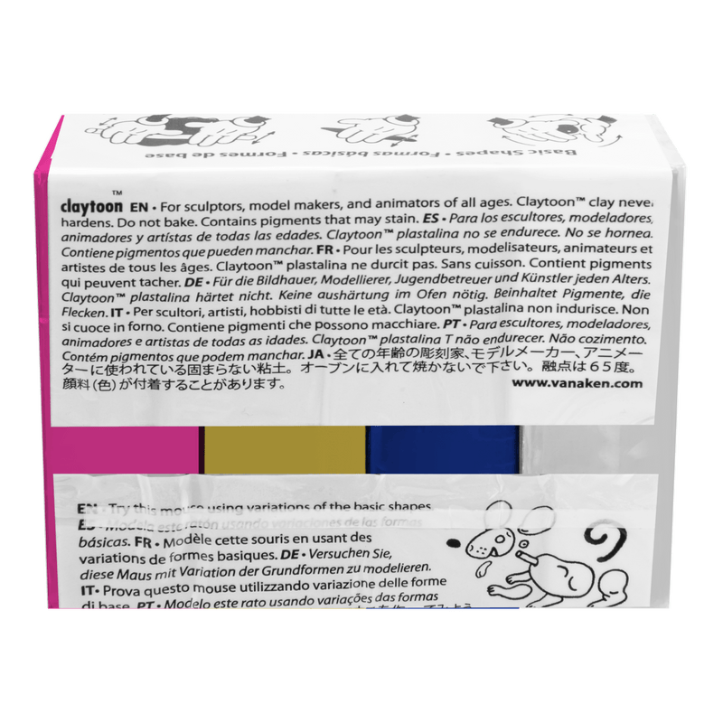 Light Gray Claytoons Non-Hardening Modelling Clay 112g  Beach   4 Colour Set (Neon Pink  Yellow  Turquoise (Cyan)  White) Non Hardening Clays