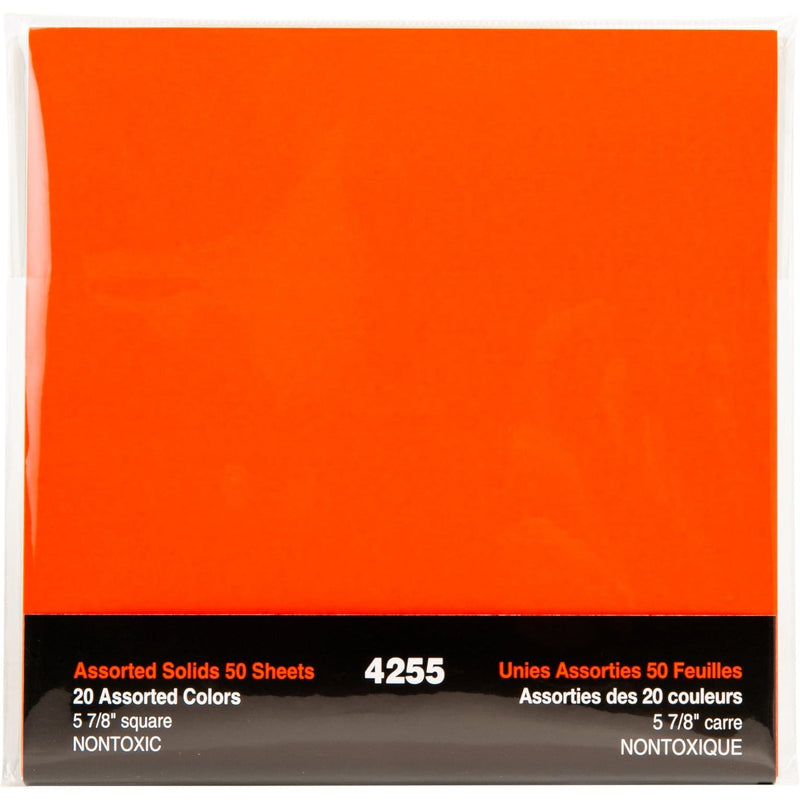 Orange Red Fold Ems Solid Origami Paper 15cm 50/Pkg - 20 Colours Origami