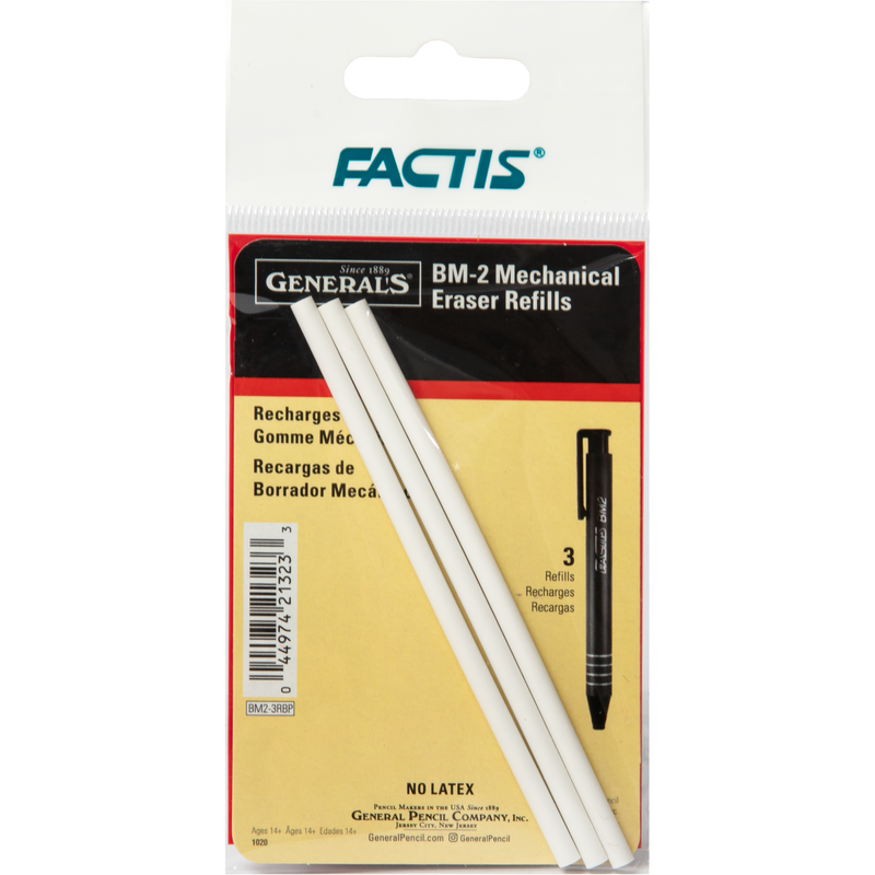 Black Factis Pen Style Mechanical Eraser Refills (3 Pack) Drawing Accessories