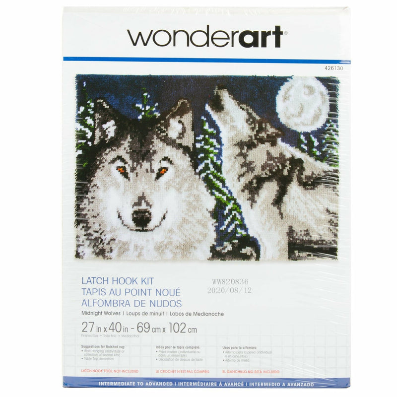Gray Wonderart Latch Hook Kit 68x102cm 
Midnight Wolves Needlework Kits