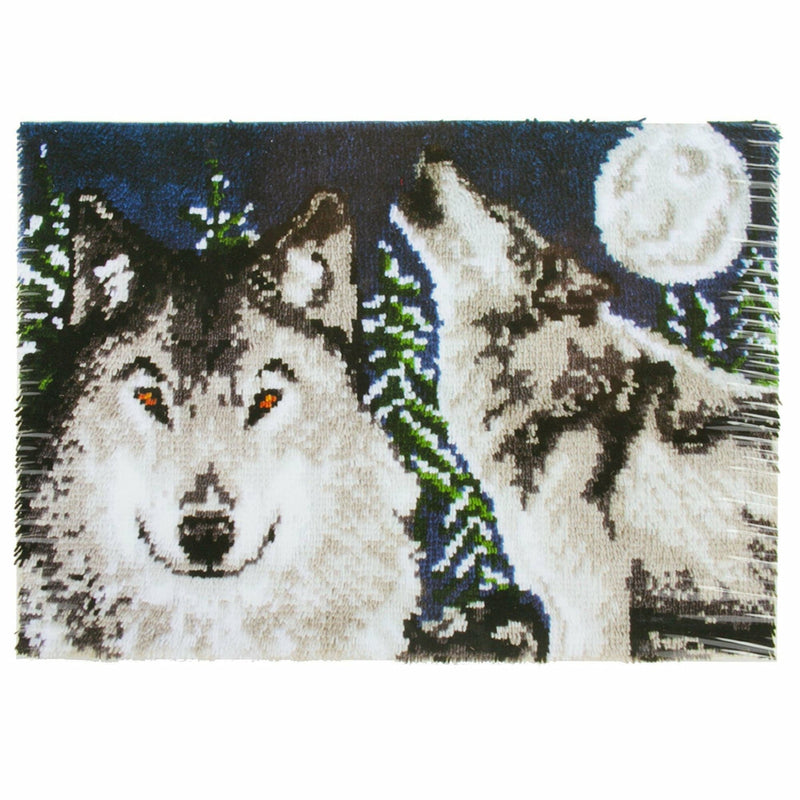 Gray Wonderart Latch Hook Kit 68x102cm 
Midnight Wolves Needlework Kits