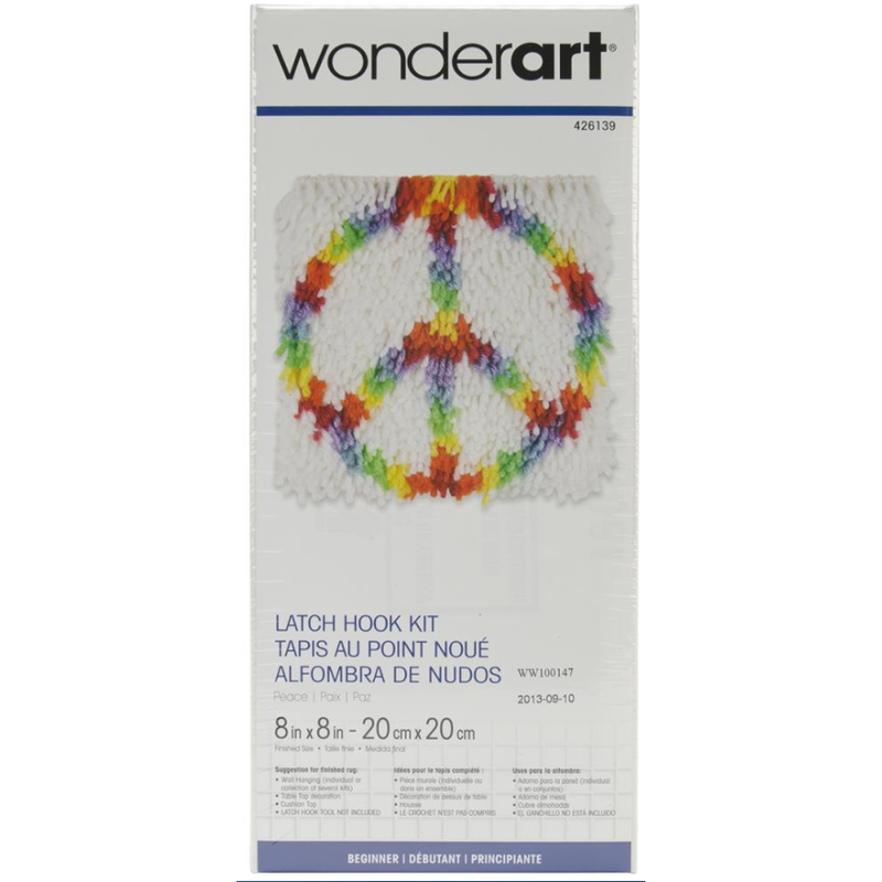 Gray Wonderart Latch Hook Kit 20cm X20cm 
Peace Needlework Kits