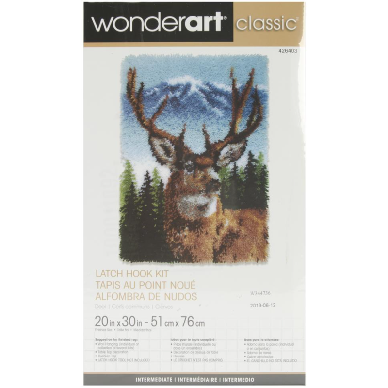 Dark Olive Green Wonderart Classic Latch Hook Kit 50x76cm 
Deer Needlework Kits