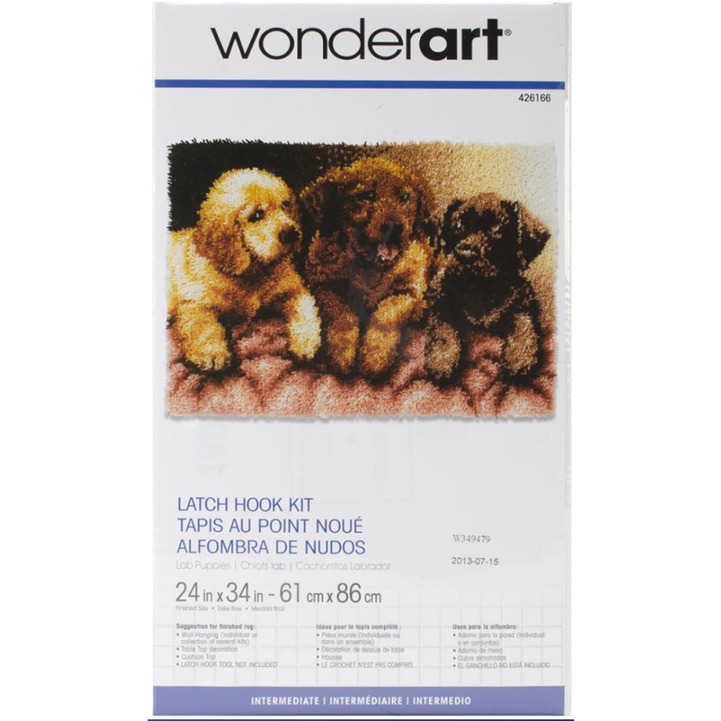 Saddle Brown Wonderart Latch Hook Kit 60x86cm 
Lab Puppies Needlework Kits