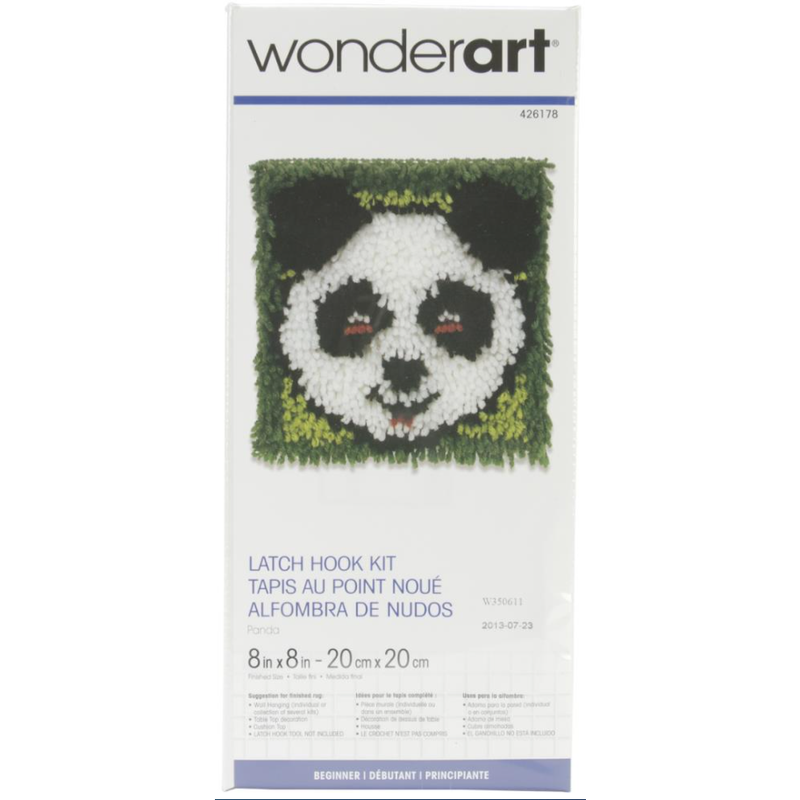 Wonderart Latch Hook Kit 20cm X20cm Panda